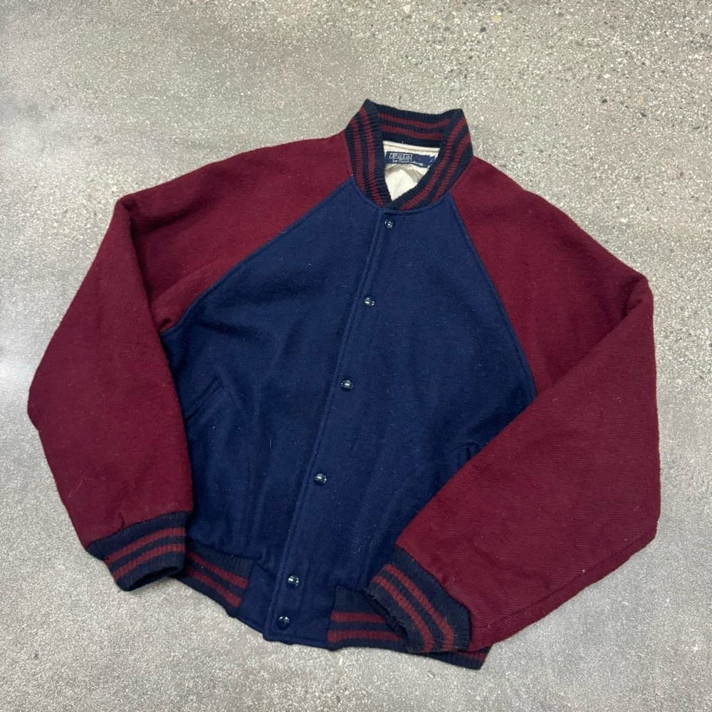Vintage 90s Polo Ralph Lauren Wool Varsity Jacket size Large